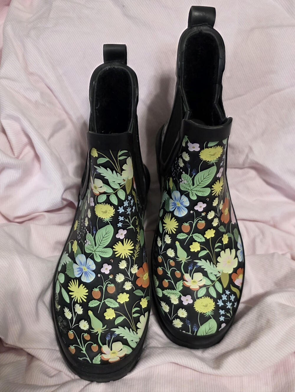 Keds x Rifle Paper Co. Rowan Chelsea-style Rain Boot in Black Floral Print